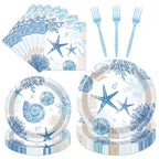 Rakuto Ocean Themed Party Decorations – 96pc Beach Tableware Set Serves 24