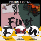 RANERVZ Glitter First Lap Around The Track Banner – Black Red Race Car Birthday Backdrop