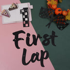 RANERVZ Glitter First Lap Around The Track Banner – Black Red Race Car Birthday Backdrop