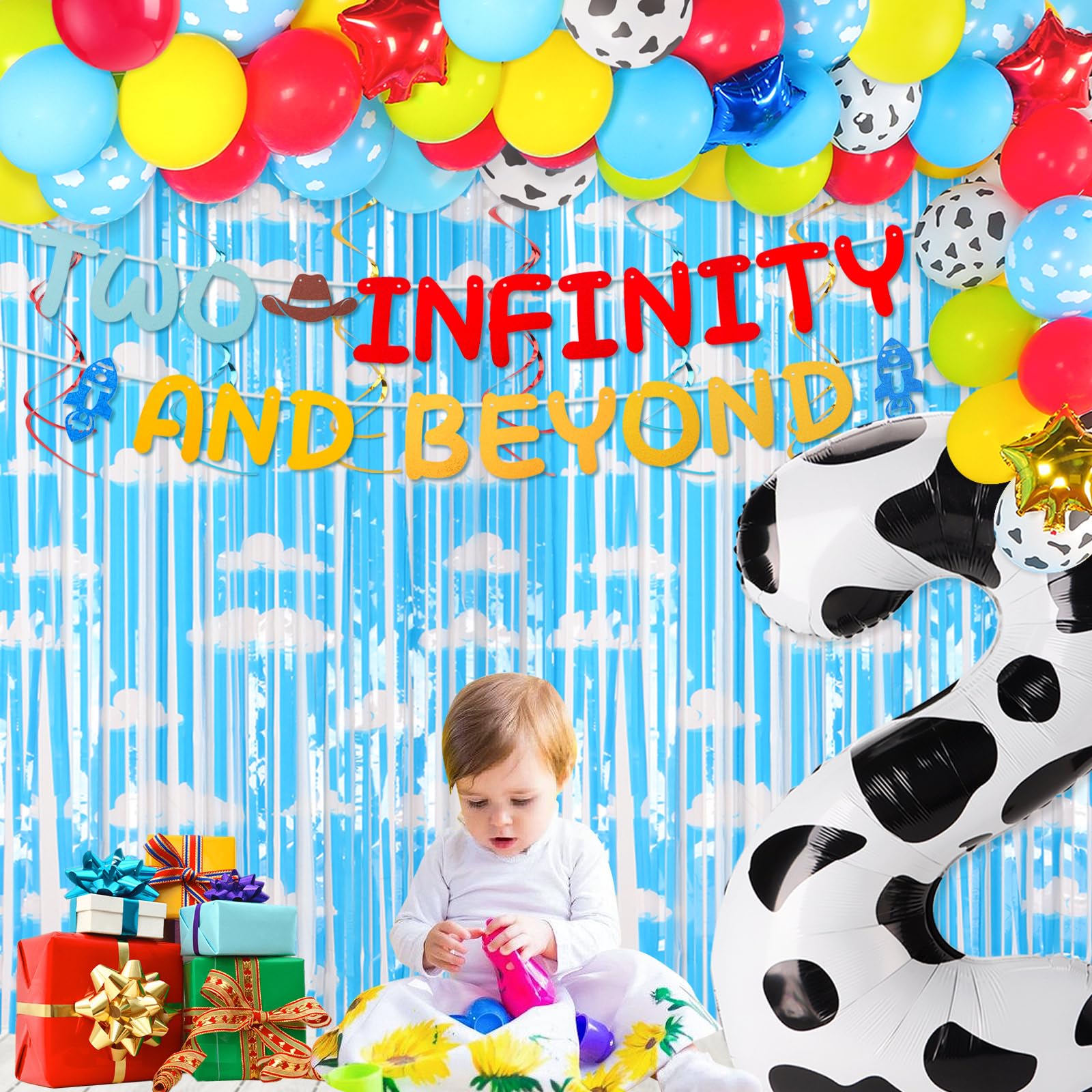 RANERVZ Two Infinity and Beyond Banner - Toy-Inspired 2nd Birthday Decor