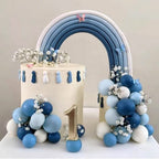 RASSLISA Ball Cake Topper Set | Colorful Pearl Ball Picks for Birthday, Wedding & Party (Blue White Dark Blue)
