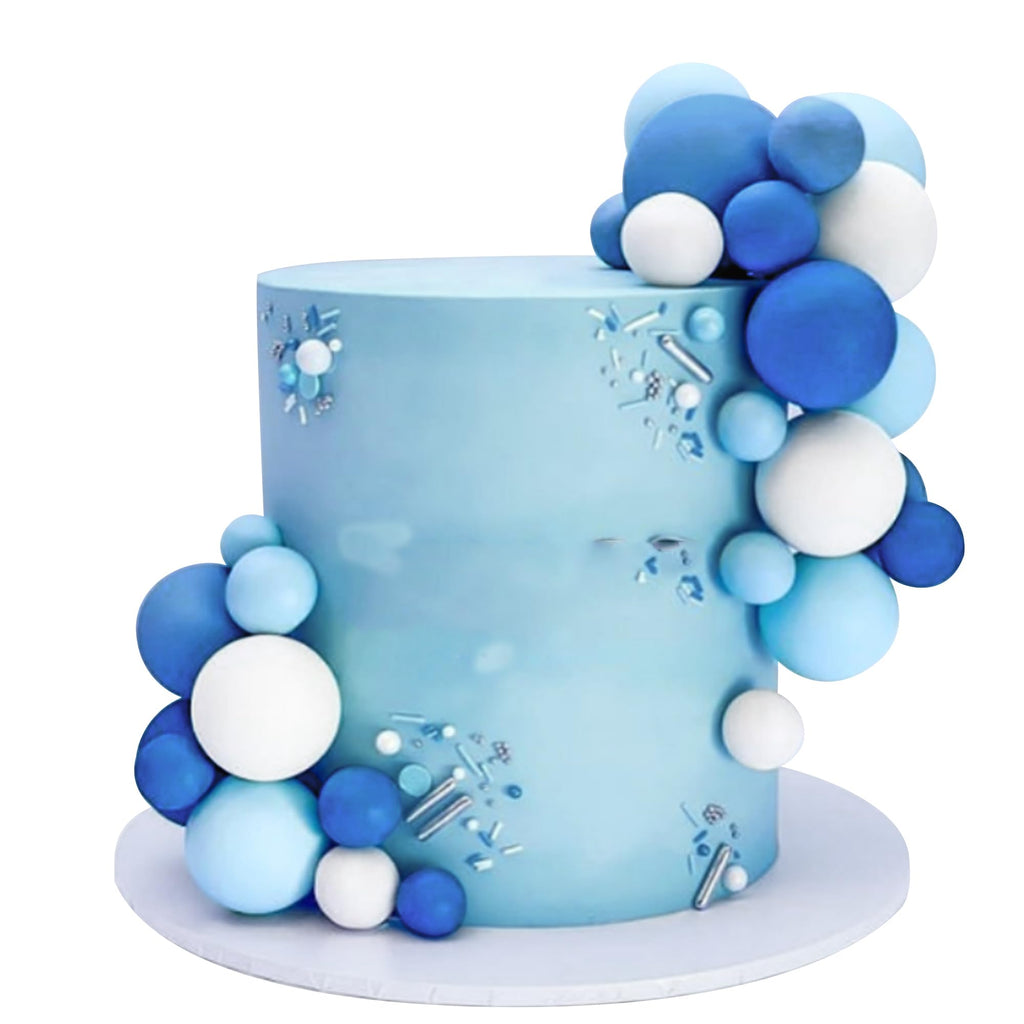 RASSLISA Ball Cake Topper Set | Colorful Pearl Ball Picks for Birthday, Wedding & Party (Blue White Dark Blue)
