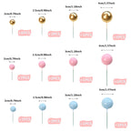RASSLISA Ball Cake Toppers - Colorful Pearl Ball Picks (Gold Pink Blue) | 4 Sizes, 32-Pack