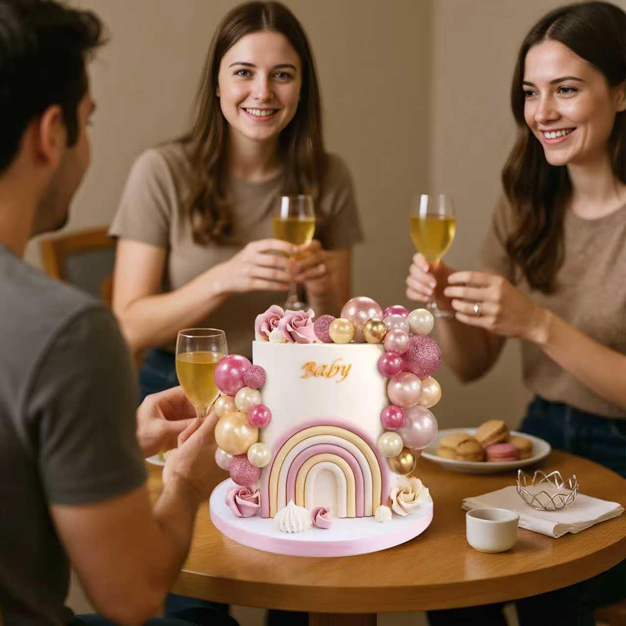 RASSLISA 56 PCS Colorful Ball Cake Toppers – 4 Sizes, 7 Colors for Birthday & Wedding