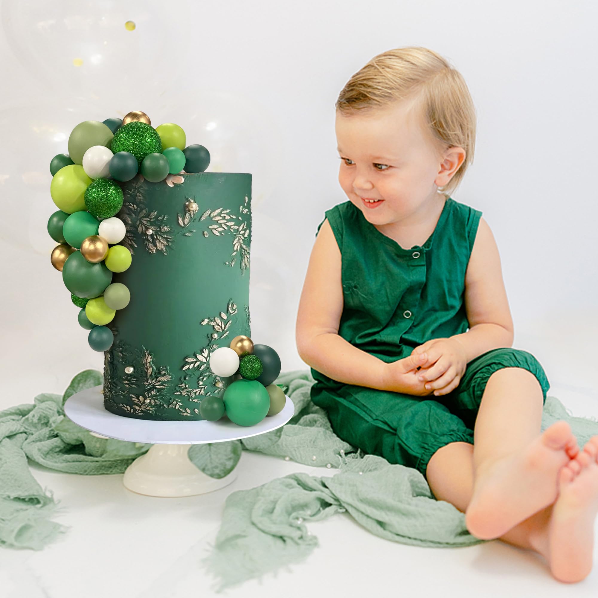RASSLISA 56 PCS Colorful Ball Cake Toppers – 4 Sizes, 8 Colors for Birthday, Wedding & Party