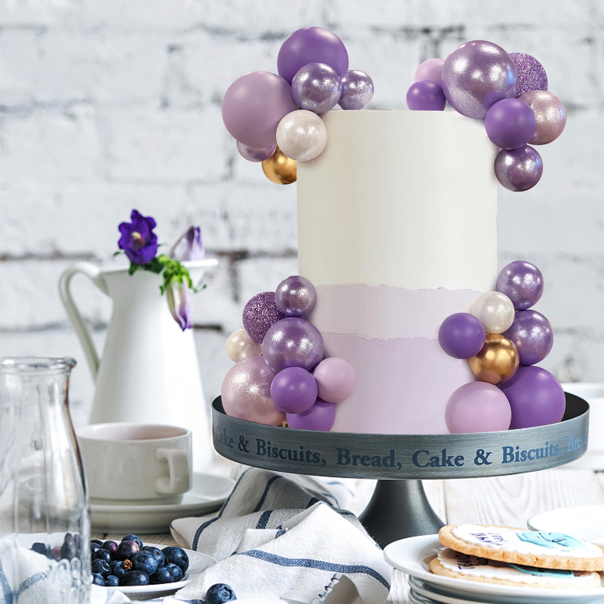 RASSLISA 56-Piece Colorful Ball Cake Toppers – 4 Sizes, 7 Colors for Party and Wedding Cakes