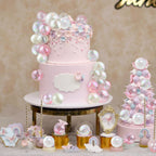 RASSLISA 32 Pcs Colorful Ball Cake Toppers – White, Clear & Pink