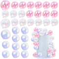 RASSLISA 32 Pcs Colorful Ball Cake Toppers – White, Clear & Pink
