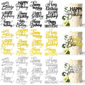RASSLISA 36 PCS Happy Birthday Cake Toppers – Mirror Acrylic, 12 Styles, 3 Colors