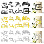 RASSLISA 24 PCS Happy Birthday Cake Toppers – Mirror Acrylic, 8 Styles, 3 Colors