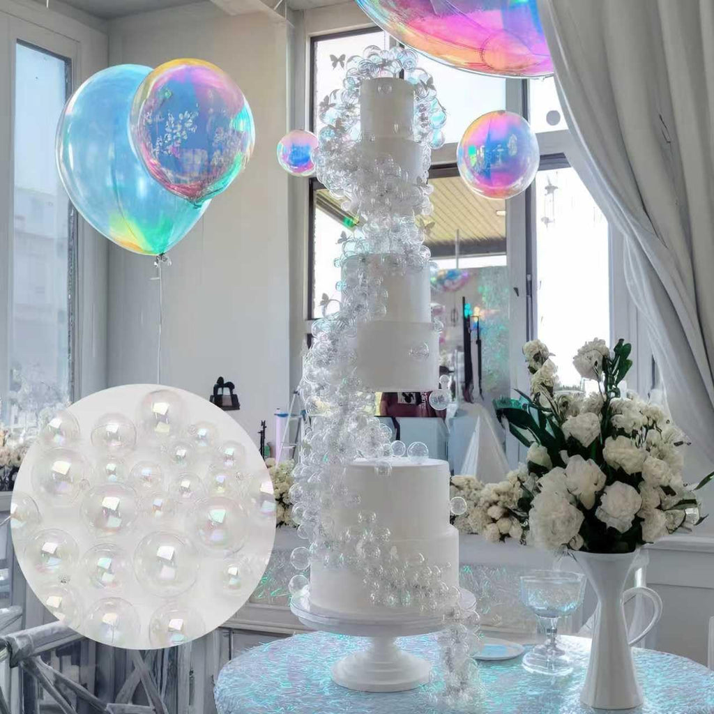 RASSLISA 56 PCS Clear Balls Cake Topper Set – Bubble Ball Cake Picks for Weddings, Birthdays & Baby Showers