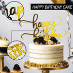 RASSLISA 36 PCS Happy Birthday Cake Toppers – Mirror Acrylic, 12 Styles, 3 Colors