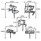 RASSLISA 10 Pcs Black Happy Birthday Cake Topper – Acrylic Cupcake Picks