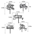 RASSLISA 10 Pcs Black Happy Birthday Cake Topper – Acrylic Cupcake Picks