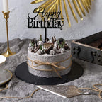 RASSLISA 10 Pcs Black Happy Birthday Cake Topper – Acrylic Cupcake Picks