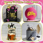 RASSLISA 36 PCS Happy Birthday Cake Toppers – Mirror Acrylic, 12 Styles, 3 Colors