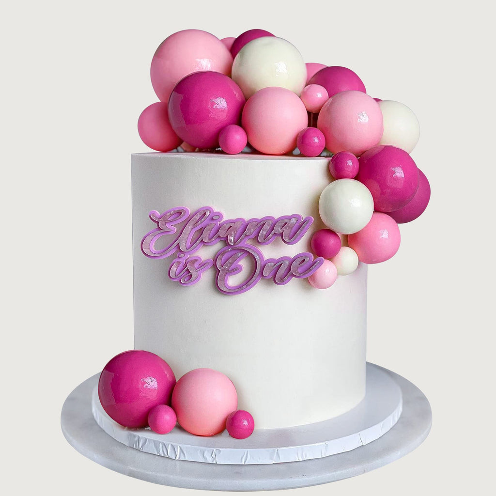RASSLISA Ball Cake Topper Set – Colorful Pearl Ball Picks for Bear Theme Parties (Pink/White/Hot Pink)