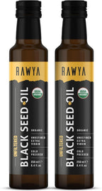 RAWYA Black Seed Oil - Organic Cold-Pressed Nigella Sativa (Turkish Origin) - USDA Organic - 2x250ml Glass