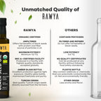 RAWYA Black Seed Oil - Organic Cold-Pressed Nigella Sativa (Turkish Origin) - USDA Organic - 2x250ml Glass