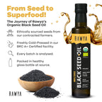 RAWYA Black Seed Oil - Unfiltered - 8.4 oz - Organic Full-Spectrum Cold-Pressed
