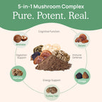 Real Mushrooms 5 Defenders Mushroom Complex Powder – Organic 5-Mushroom Blend, 100 Servings