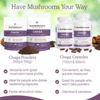 Real Mushrooms Chaga Capsules – Organic Chaga Extract, Vegan & Non-GMO, 300 Capsules