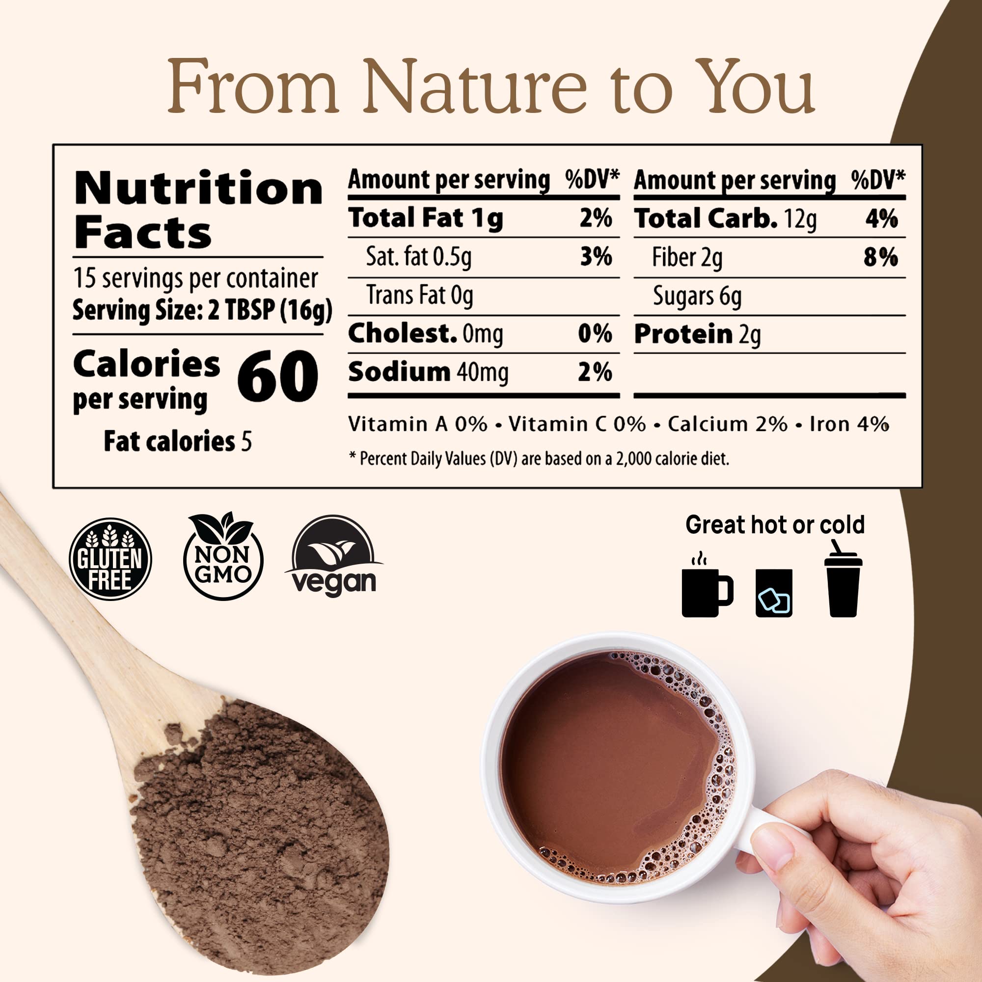 Real Mushrooms Bio-Trinkschokolade-Mix – 5 Defenders Kakao, vegan, glutenfrei