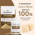 Real Mushrooms Lion’s Mane Supplement Capsules - Organic, Vegan, 300 ct, Beta-Glucan Rich