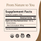 Real Mushrooms Lion’s Mane Supplement Powder – Organic Lion’s Mane Extract, 150 Servings