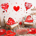 Realspring 18-Inch Valentine’s Day Heart Foil Balloons Set – 50 Red Heart Balloons + 1000 Silk Rose Petals