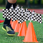 RECER Traffic Cones with Racing Checkered Flags – 24-Piece Party Decor Set