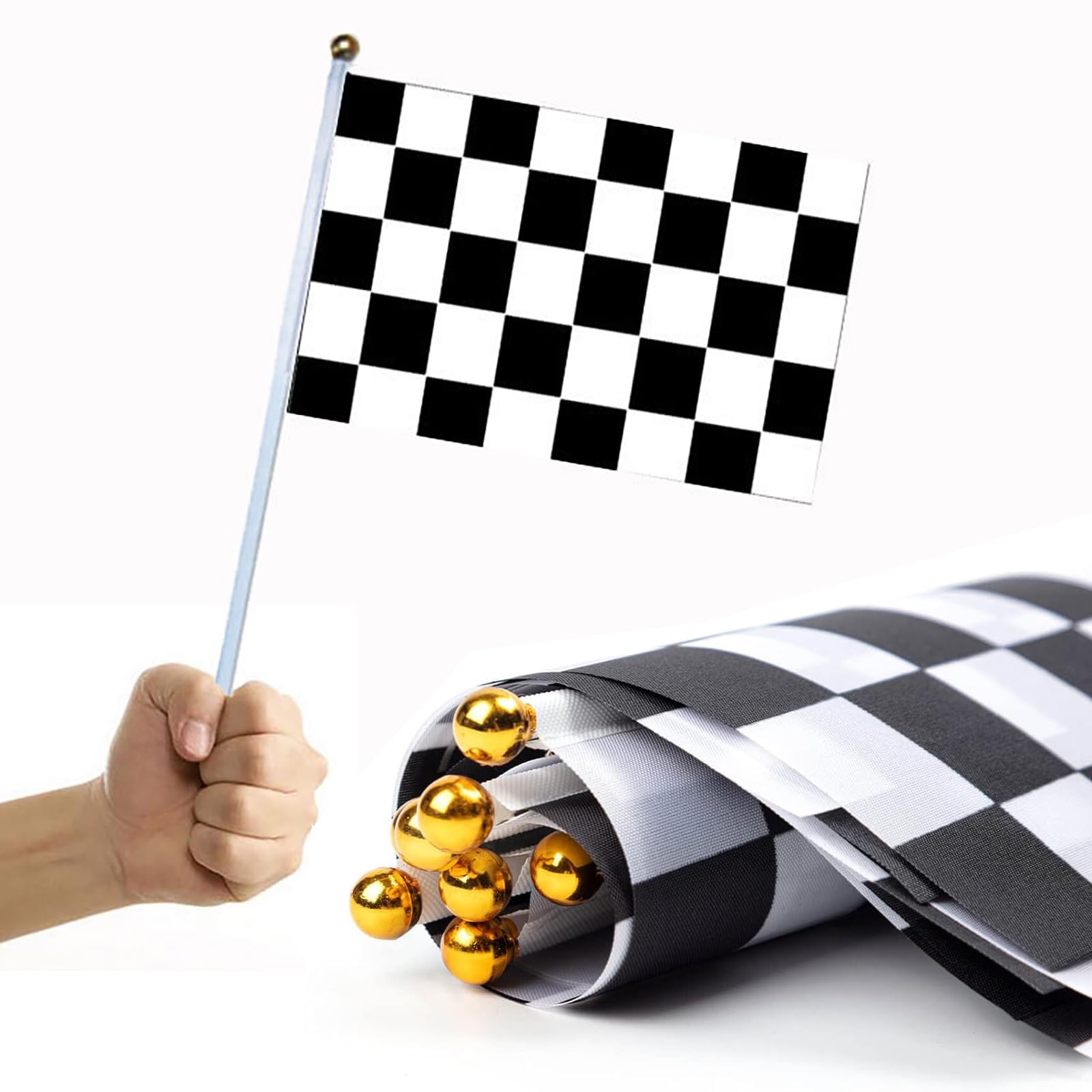 RECER Traffic Cones with Racing Checkered Flags – 24-Piece Party Decor Set
