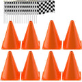 RECER Traffic Cones with Racing Checkered Flags – 24-Piece Party Decor Set