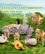 RECUR Cats & Dogs Figurines, 12-Piece Hand-Painted Mini Pets for Cake Toppers & Desk