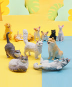 RECUR Cats & Dogs Figurines, 12-Piece Hand-Painted Mini Pets for Cake Toppers & Desk