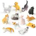 RECUR Cats & Dogs Figurines, 12-Piece Hand-Painted Mini Pets for Cake Toppers & Desk