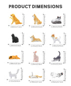 RECUR Cats & Dogs Figurines, 12-Piece Hand-Painted Mini Pets for Cake Toppers & Desk