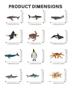 RECUR Shark Toys Cake Topper – 12 Hand-Painted Ocean Mini Figures