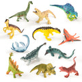 RECUR Dinosaur Figure Toys – 12-Pcs Hand-Painted Mini Dino Figurines for Cake Toppers & Tabletop Display
