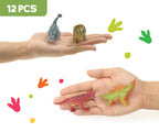 RECUR Dinosaur Figure Toys – 12-Pcs Hand-Painted Mini Dino Figurines for Cake Toppers & Tabletop Display