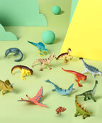 RECUR Dinosaur Figure Toys – 12-Pcs Hand-Painted Mini Dino Figurines for Cake Toppers & Tabletop Display