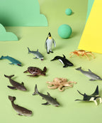 RECUR Shark Toys Cake Topper – 12 Hand-Painted Ocean Mini Figures