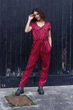 Red Leopard Breastfeeding Jumpsuit | Nursing Jumpsuit | MilkyMoon