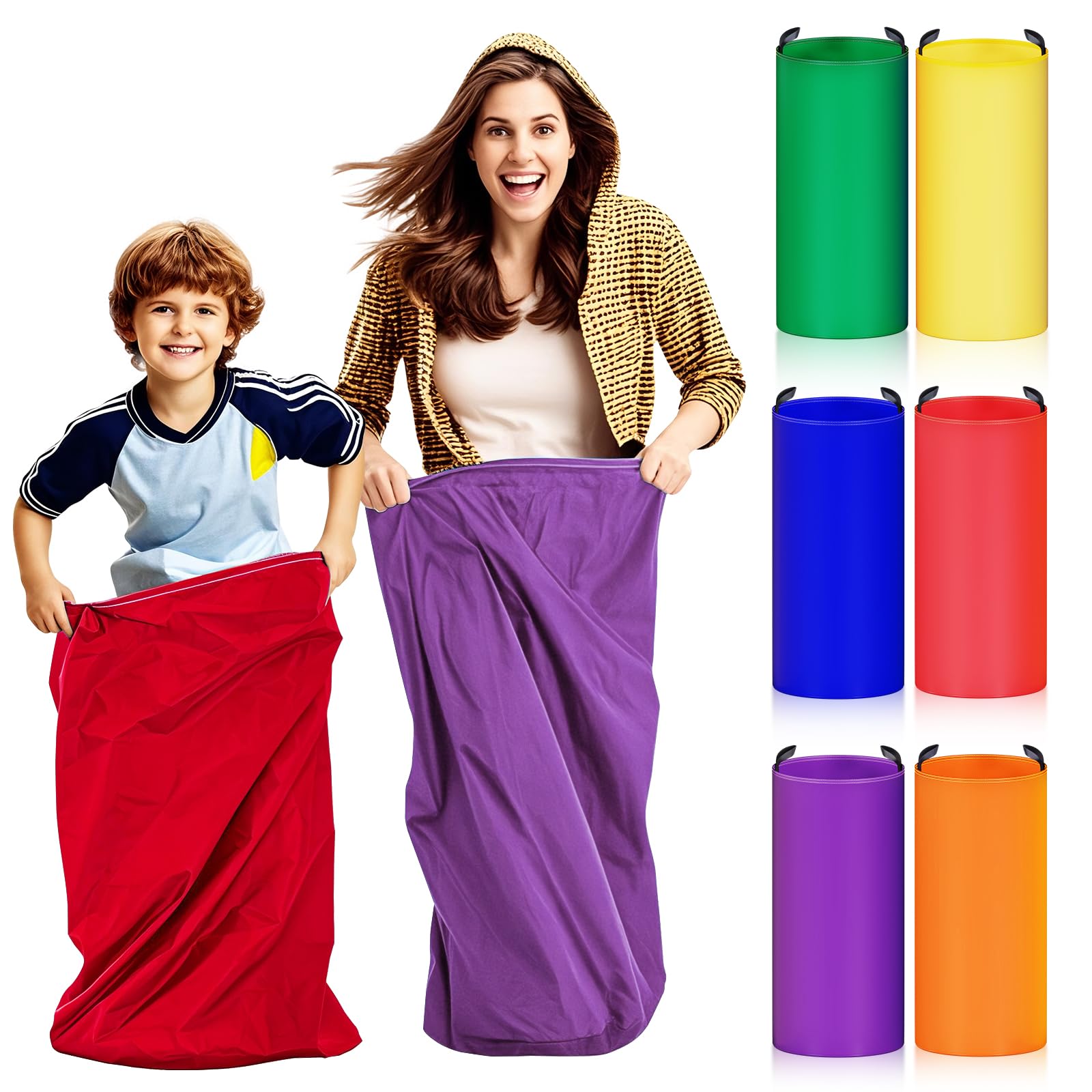 Redllo 6 Pack Potato Sack Race Bags — Durable Oxford Fabric, All-Ages Outdoor Party Games
