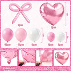 REDWORD Pink Bow Birthday Decorations 73Pcs – Sash, Tiara, Banner, Balloons, Fringe Curtains
