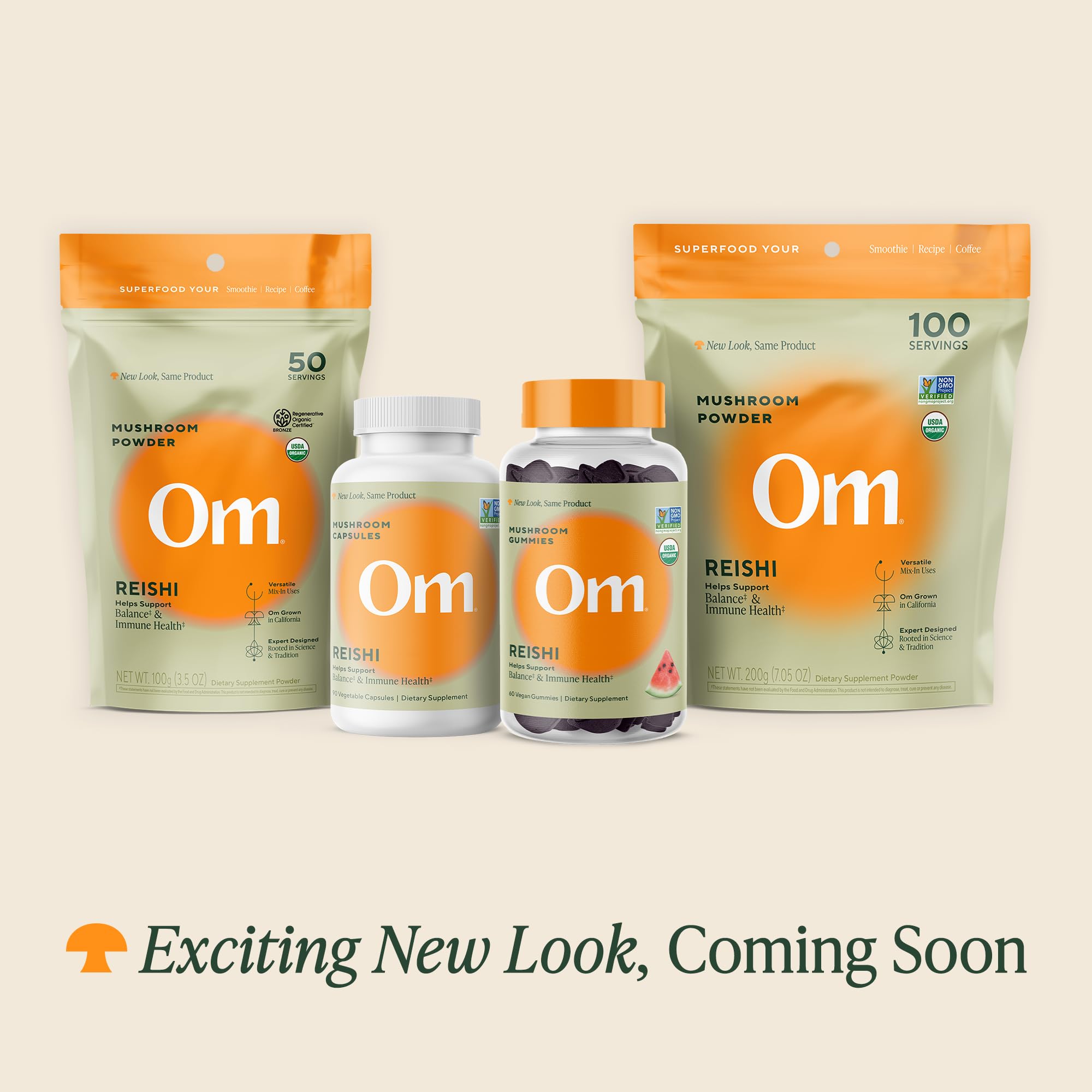 Om Mushroom Reishi Organic Powder – 100 Servings, Stress Relief & Immune Support