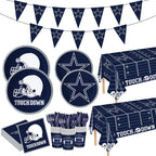 Rejoice Bunny 122Pcs Football Party Tableware Set for 20 Guests – Plates, Cups, Napkins & Tablecloth