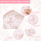 Rejoice Bunny 120PCS Ballerina Party Supplies for Girls – 20 Guests Dancing Theme Tableware