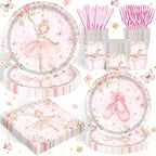 Rejoice Bunny 120PCS Ballerina Party Supplies for Girls – 20 Guests Dancing Theme Tableware
