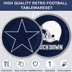 Rejoice Bunny 122Pcs Football Party Tableware Set for 20 Guests – Plates, Cups, Napkins & Tablecloth